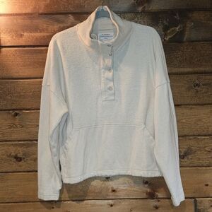 REI Co-op Fleece Pullover, Ivory, Size Medium, Kangaroo Front Pocket, Preowned